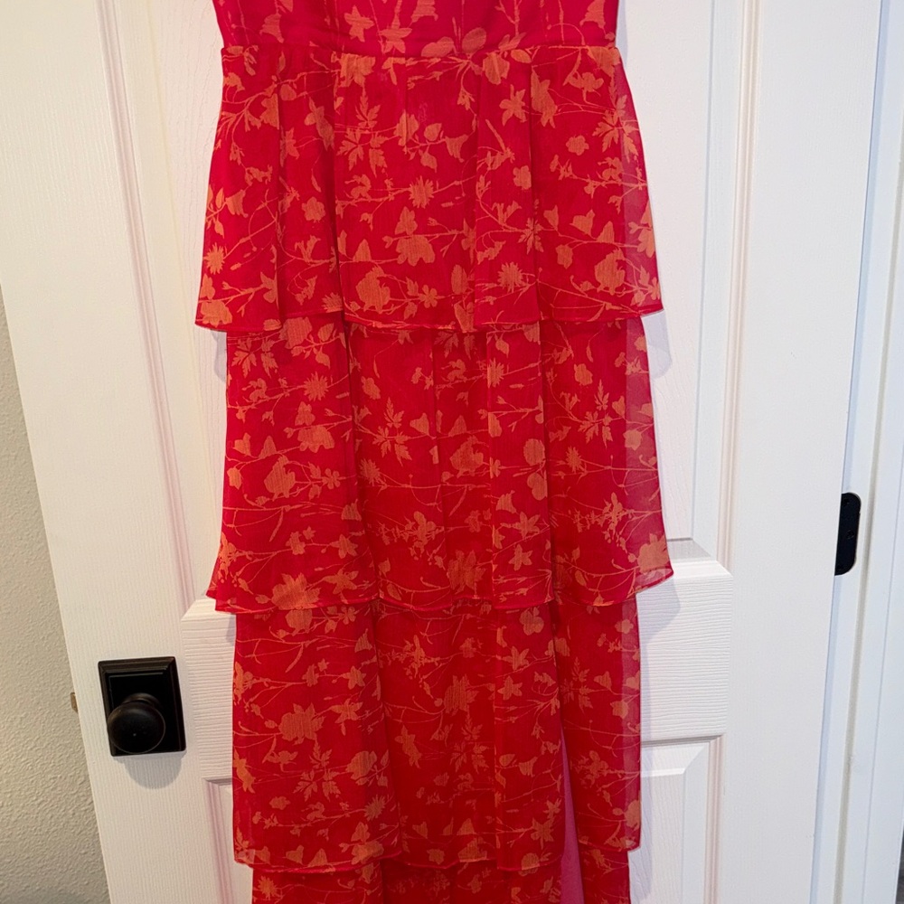Amanda Uprichard Pink Floral Tiered Spaghetti-Strap Gown - Picture 5 of 14